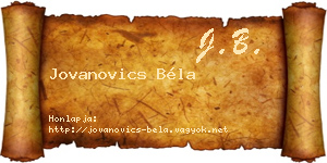 Jovanovics Béla névjegykártya