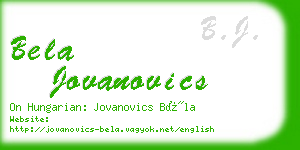 bela jovanovics business card